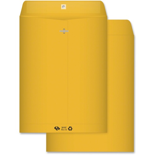 Quality Park Clasp Envelopes, 28 lb, 10"x13", 100/BX, Kraft