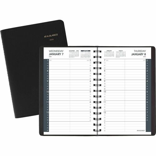 AT-A-GLANCE Appt Book, Daily, 12MthsJan-Dec, 1PPD, 5"x8", Black