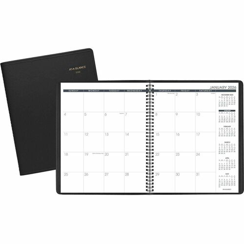 AT-A-GLANCE Planner, Mthly, 2PPM, 15Mths, Jan-Mar, 9"x11", Black