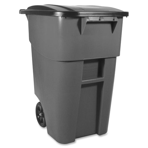 Rubbermaid Commercial Products Brute Container, Mobile, w/Lid, 50Gal, Gray
