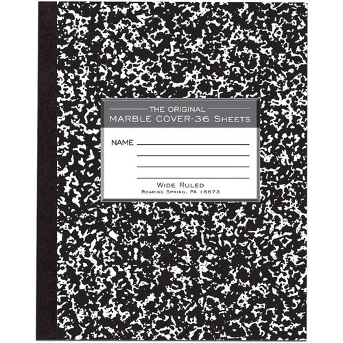 Roaring Spring Paper Products Composition Book,Flex Cover,36 SHT,7"x8-1/2",BK Marble