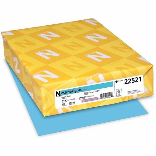 Wausau Papers Copy Paper, 24 lb, 8-1/2"x11", 500 Sheets, Lunar Blue