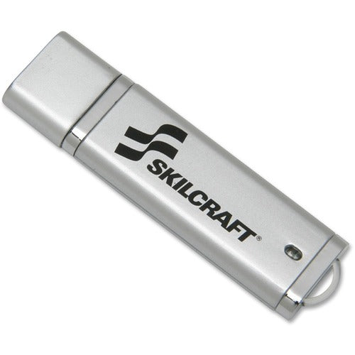 SKILCRAFT USB Flash Drive, Password Protected, 4GB, Silver