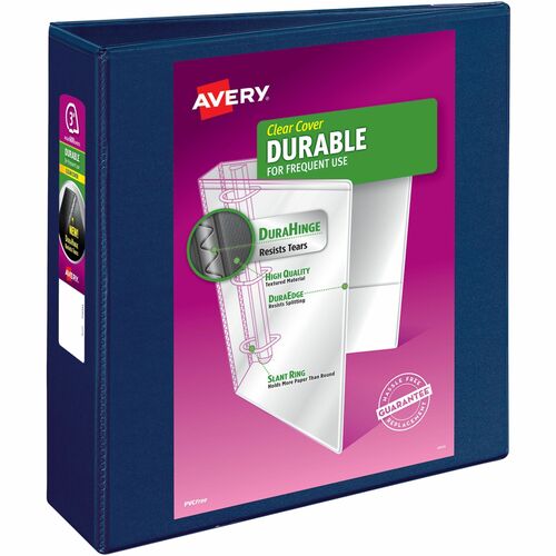 Avery View Binder, Slant Ring, DuraHinge,3" Cap.,Blue