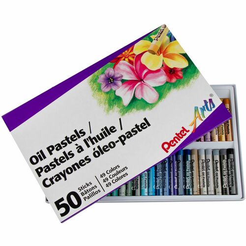 Pentel Oil Pastels, 50/ST, Assorted