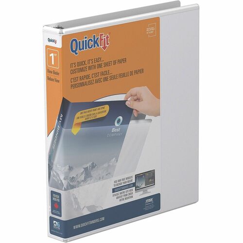 Stride, Inc. View Binder,Quick Fit,D-Ring,1",11-1/4"x11-3/4",White