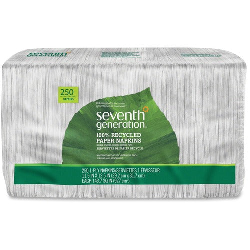 Seventh Generation Recycled Napkins, 1-Ply, 11-1/2"x12-1/2", 250/PK, White