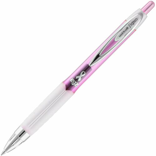 uni-ball Corporation Gel Pen, Super Ink, 0.7mm, Pink Ribbon Barrel/ BK Ink