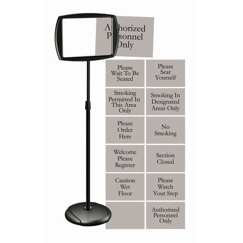 Bi-silque Floor Pedestal Sign, Interchangeable, 11"x15"x65", Black