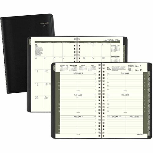 AT-A-GLANCE Appointmt Book,Wkly/Mthly,2PPW,12-Mth Jan-Dec,4-7/8"x8",BK