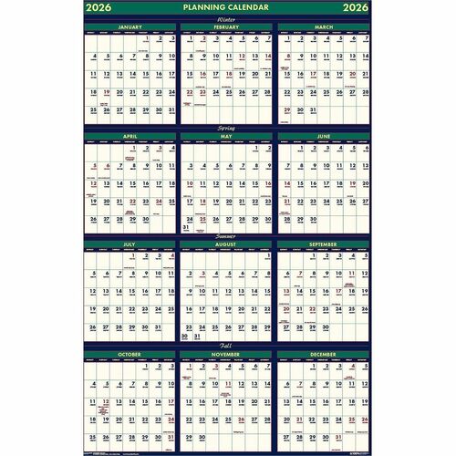 House Of Doolittle Reversible Planer,4 Seasons,Nonlaminated,18 Mth,24"x37"-HOD390