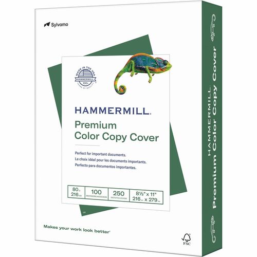 Hammermill Paper,Cover,80 lb,100 Bright,8-1/2"x11",250 SH/RM,White-HAM120023