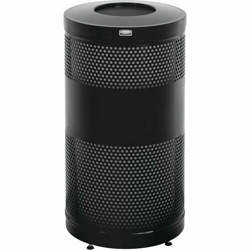 Rubbermaid Commercial Products Trash Receptacle, Steel, 25 Gallon, 18"x35-1/2", Black