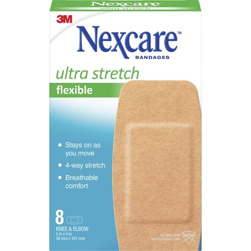 3M Fabric Bandages,Knee/Elbow,Latex-free,2"x4" Strips,8/BX