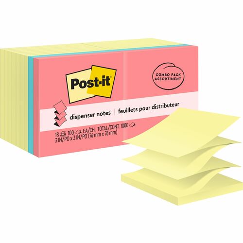 3M Post-It Notes Value Pack, 3"x3", 100Sht/PD, 18/PK, Cape Town
