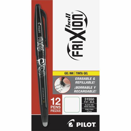 Pilot Rollerball Gel Pen, Erasable, 0.7mm, Black Barrel/Ink