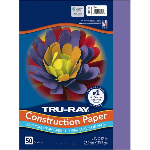 Pacon Construction Paper, 76 lb.,9"x12", 50/PK,Violet