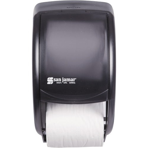 San Jamar Tissue Dispenser, 2-Roll,7-1/2"x7"x12-3/4", Black/Pearl