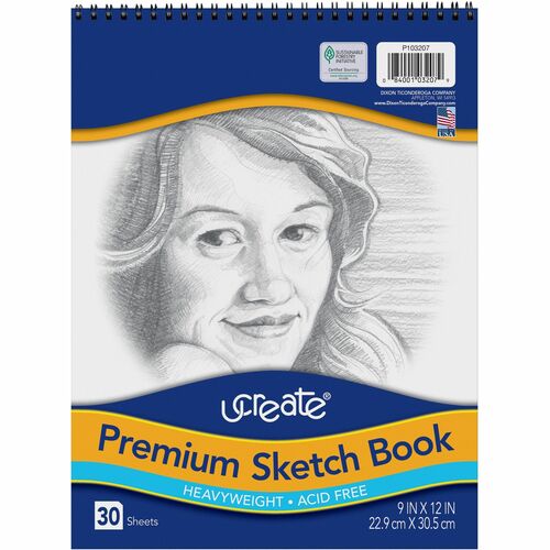 Pacon Sketch Book, Heavyweight, 30 Sheets, 9"x12", White
