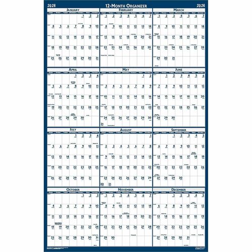 House Of Doolittle Wall Planner, Laminated, 12 Month Jan-Dec, 66"x33"-HOD3962
