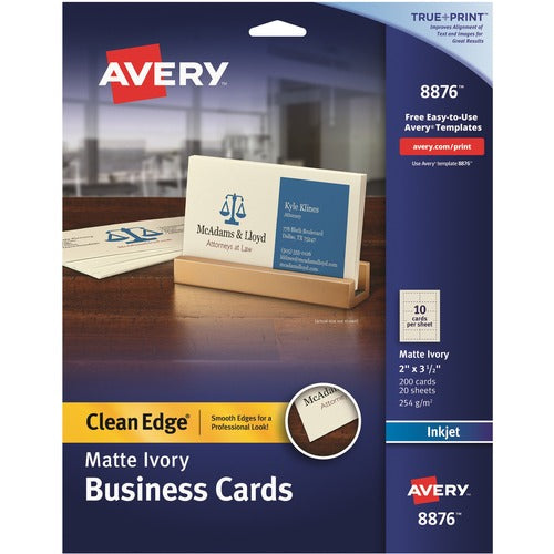 Avery Business Cards,Inkjet,2-SIded,3-1/2"x2",200/PK,5PK/CT,Ivory