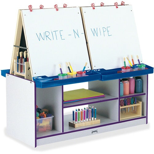 Jonti-Craft, Inc. Art Center, 4 Station, 45"x49-1/2"x20", Gray/Purple Edge