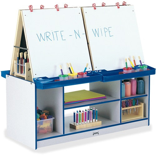 Jonti-Craft, Inc. Art Center, 4 Station, 45"x49-1/2"x20", Gray/Blue Edge