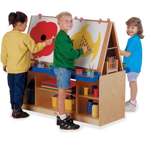 Jonti-Craft, Inc. Art Center, Easel, 4 Station, 45"x49-1/2"x20", Baltic