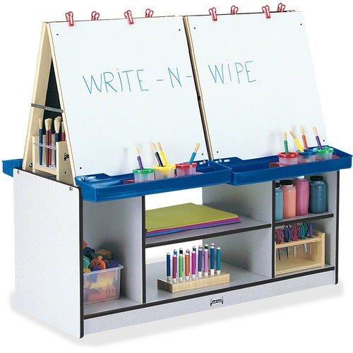 Jonti-Craft, Inc. Art Center, 4 Station, 45"x49-1/2"x20", Gray/Black Edge