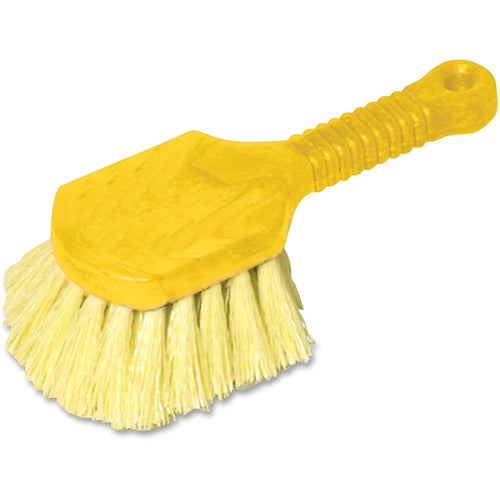 Rubbermaid Commercial Products Scrub Brush, 8" Handle, Plastic, Yellow