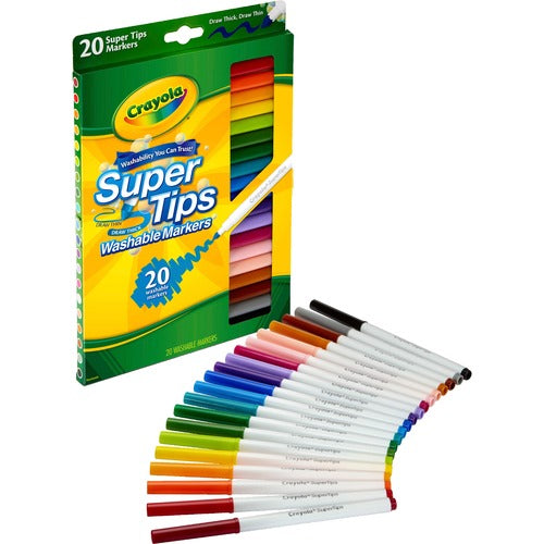 Crayola Washable Markers, Super Tip, 20/ST, Assorted