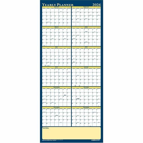 House Of Doolittle Laminated Yearly Planner,Vert/Horz,12 Mths Jan-Dec,60"x26"-HOD3974