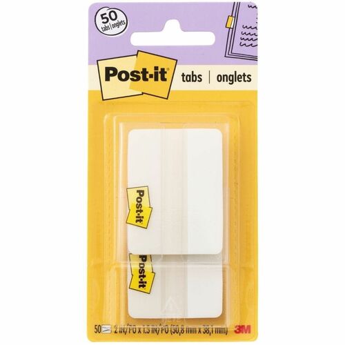3M Durable Filing Tabs, 2"x1-1/2", 50/PK, Solid White