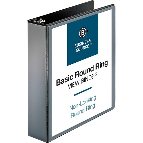 Business Source View Binder, w/ 2 Inside Pockets, 2" Capacity, Black