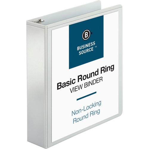 Business Source View Binder, w/ 2 Inside Pockets, 2" Capacity, White