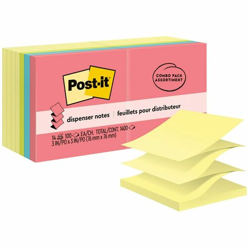 3M Original Pop-up Notes, 100 Shts/PD, 3"x3", 14/PK, Cape Town