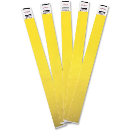 Advantus Corp. Wristbands, Tyvek, Numbered, 3/4"x9-3/4", 100/PK, Yellow