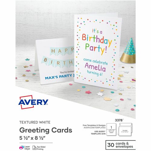 Avery Greeting Cards,w/Envelopes,8-1/2"x5-1/2",30/PK,6PK/CT,WE