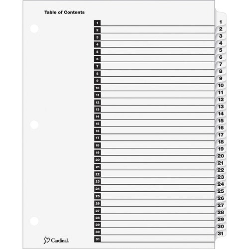 Cardinal One Step Index System, Daily, 1-31 Tab, Clear