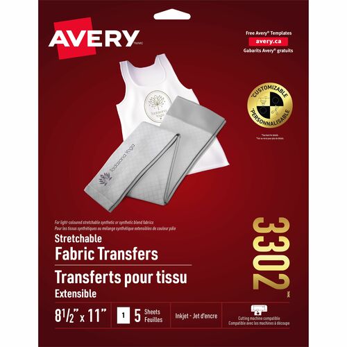 Avery Iron-On Fabric Transfer Sheets, 8-1/2"x11", 5/PK. 6PK/CT