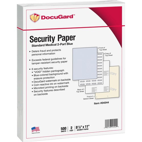 Docugard Security Paper,2-Part,32 lb,8-1/2"x11",250 ST/PK,BE/CA