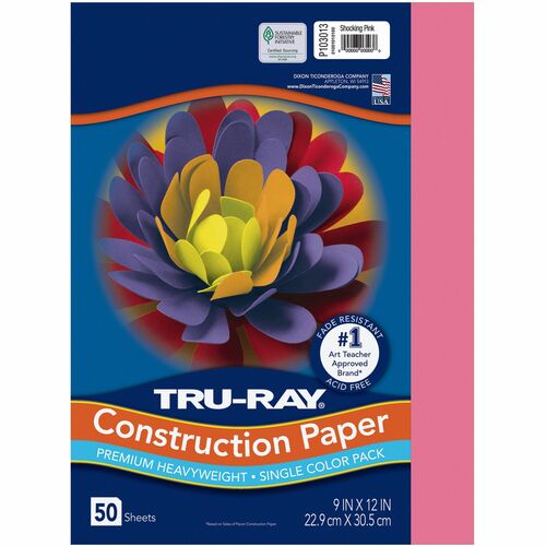 Pacon Construction Paper, 76lb., 9"x12", 50/PK, Shocking Pink