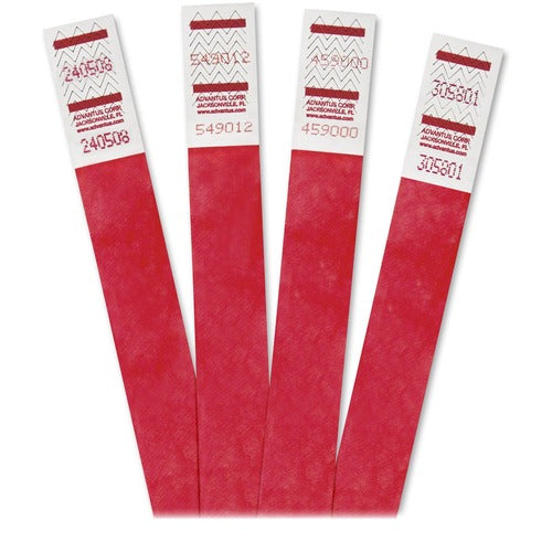 Advantus Corp. Wrist Band, Numbered, 3/4"x9-3/4", 500/PK, Red