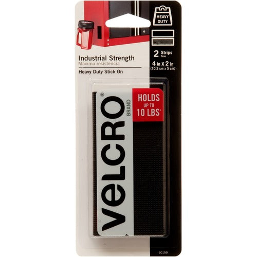 Velcro Industries Industrial Hook/Loop Tape, 4"x2", 2ST/PK, Black
