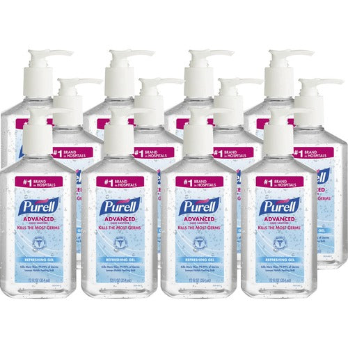 Gojo Instant Hand Sanitizer, Pump Bottle, 12 oz., 12/CT, Clear-GOJ365912CT