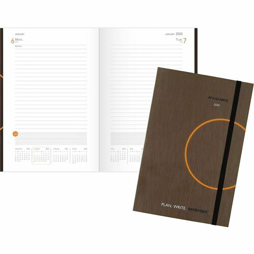 AT-A-GLANCE Planning Notebook, 1PPD,12Mths Jan-Dec, 6"x9", Gray
