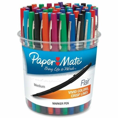 Paper Mate Flair Felt Tip Marker Pen, Med Pt, 48/BX, AST