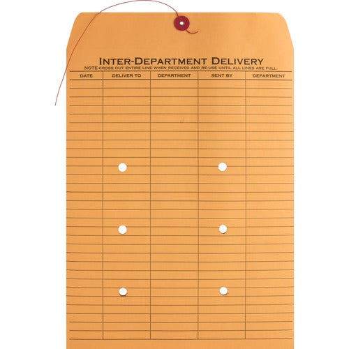 Business Source Inter-Dept.Envelopes, Str/Button Close,10"x13",100/BX,Kraft