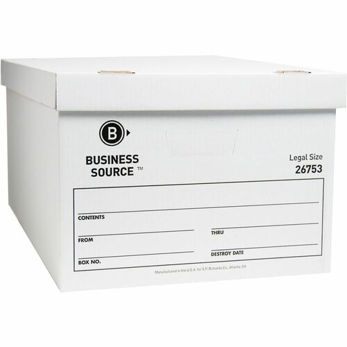 Business Source Storage Boxes, Legal, 500 lb, 15"x24"x10", 12/CT, White