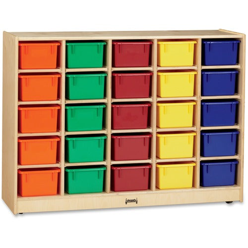 Jonti-Craft, Inc. Mobile 25 Cubbie-Tray Unit,w/Color Bins,35.5"x48"x15",Baltic